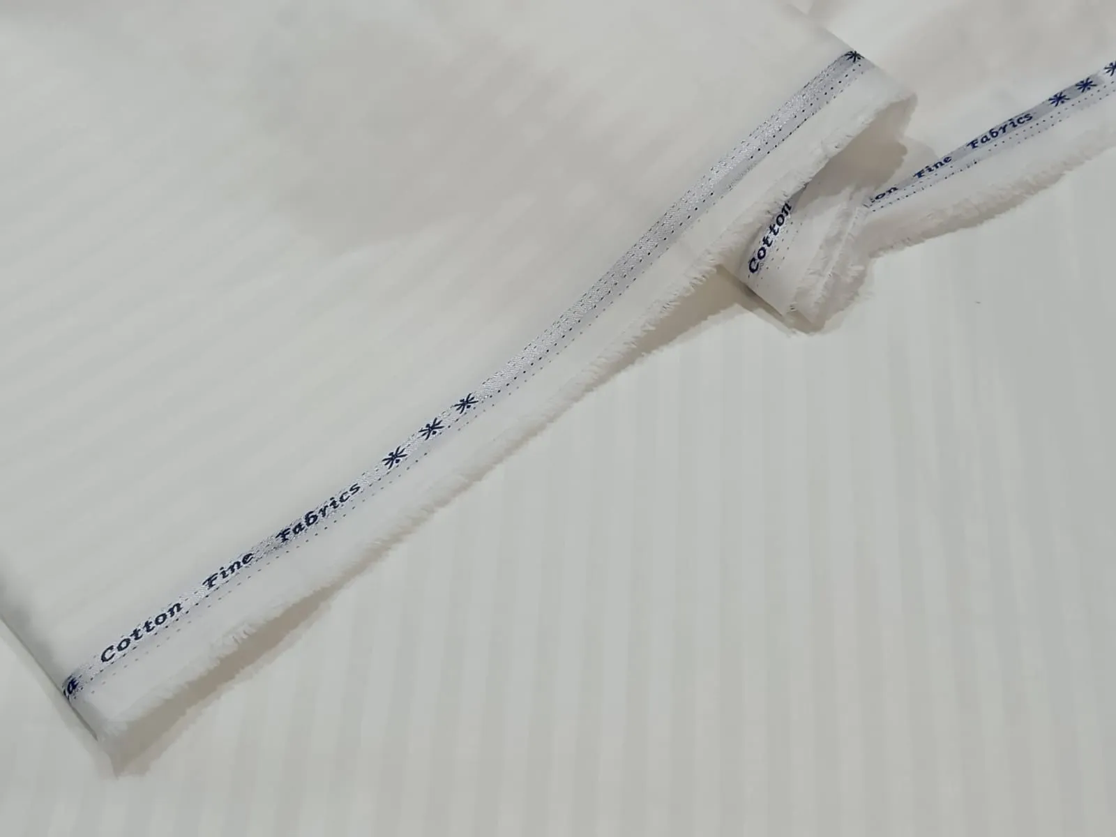 100% Cotton fabric satin stripe design Ivory 58" wide available in two styles[12493/94]