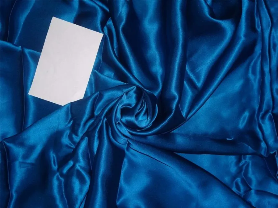 100% PURE SILK SATIN FABRIC 80 GRAMS BLUE COLOR 44&quot; wide