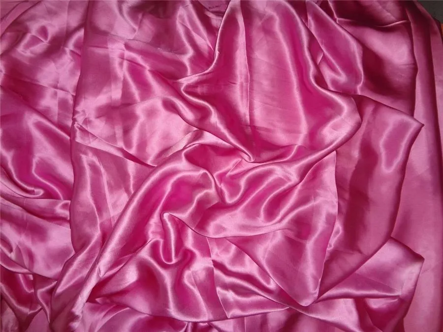 100% PURE SILK SATIN FABRIC 80 GRAMS PINK COLOR 44&quot;wide