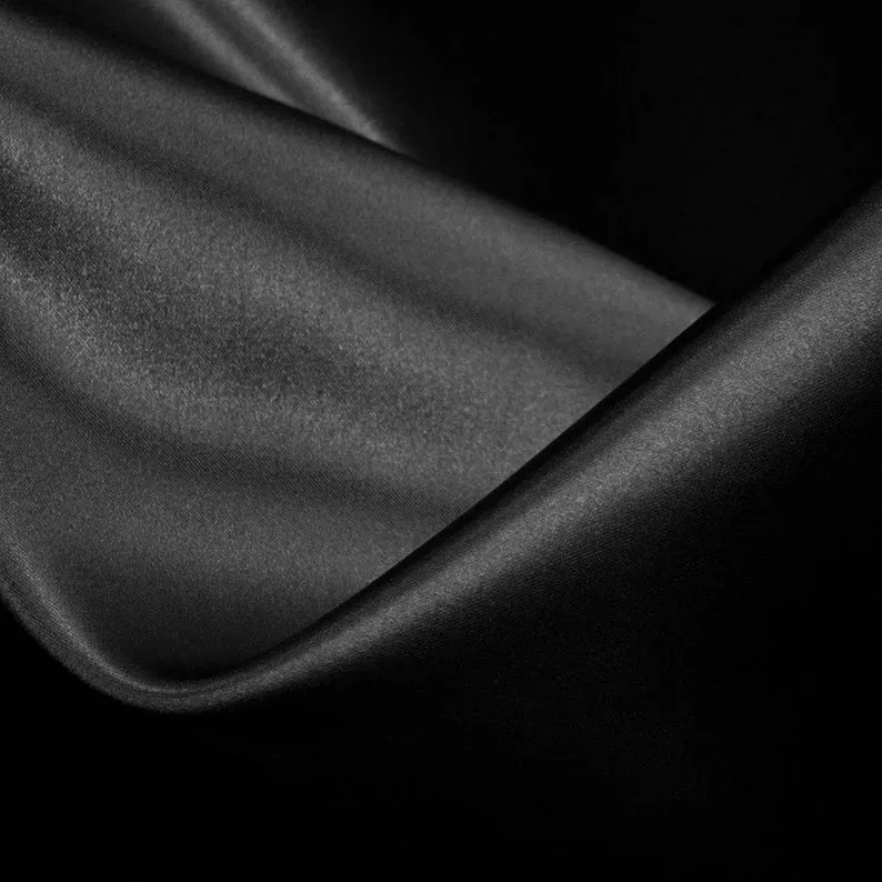 100% Silk Satin fabric 44/54" wide JET BLACK 200 gms [53.34 momme]