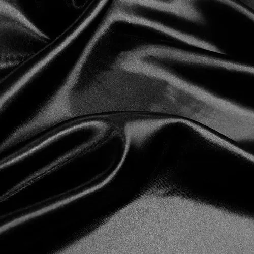 100% Silk Satin fabric 44/54" wide JET BLACK 200 gms [53.34 momme]