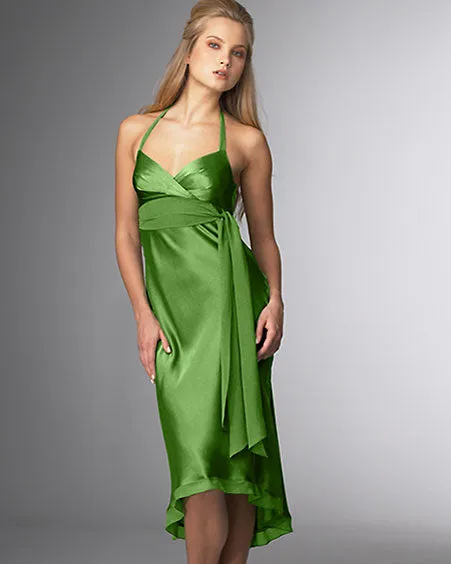 100% Silk Satin fabric 44&quot;-Avocado (green).