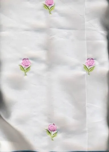 100 % Silk satin fabric ivory colour Rose embroidery 44" wide  [486]
