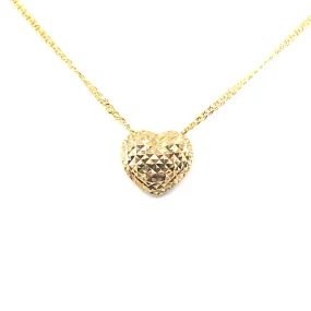 14K Gold 3D Heart Pendant