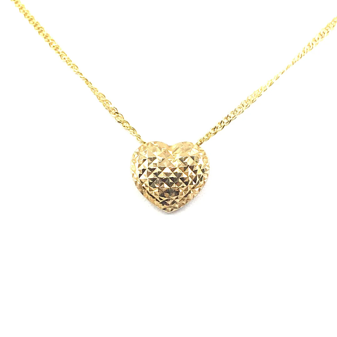 14K Gold 3D Heart Pendant