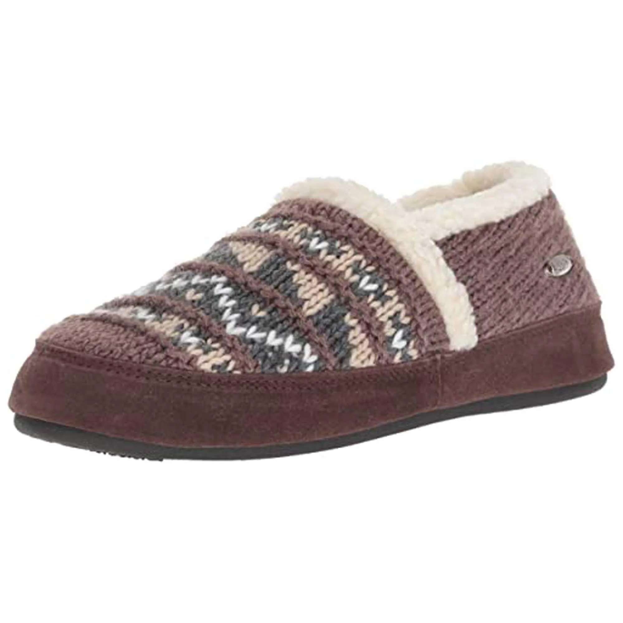 Acorn Women's Moc Slippers - Knit Uppers Cozy, Nordic Brown, Small | A18605NORWS