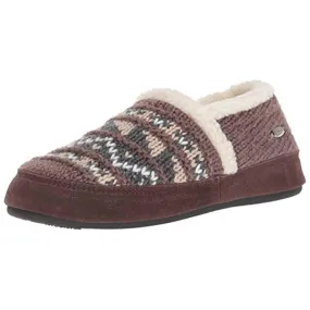 Acorn Women's Moc Slippers - Knit Uppers Cozy, Nordic Brown, Small | A18605NORWS