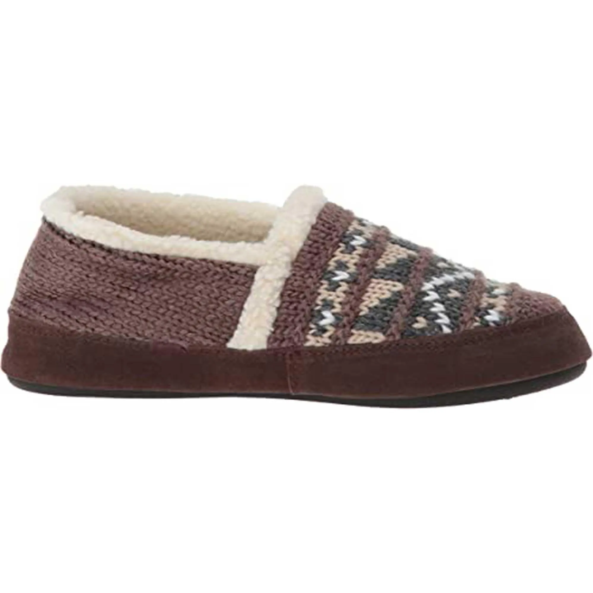 Acorn Women's Moc Slippers - Knit Uppers Cozy, Nordic Brown, Small | A18605NORWS
