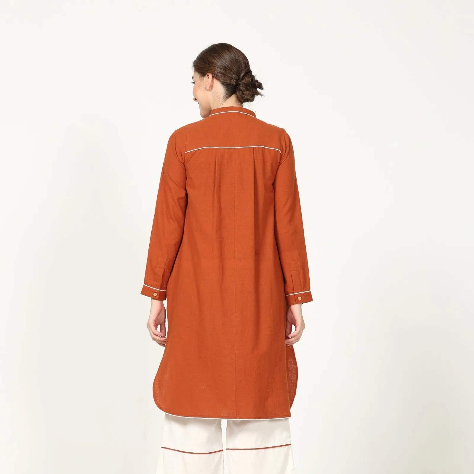 Autumn Rust Tunic With Off-white Pant | Cotton & Tencel | Comfy Workwear