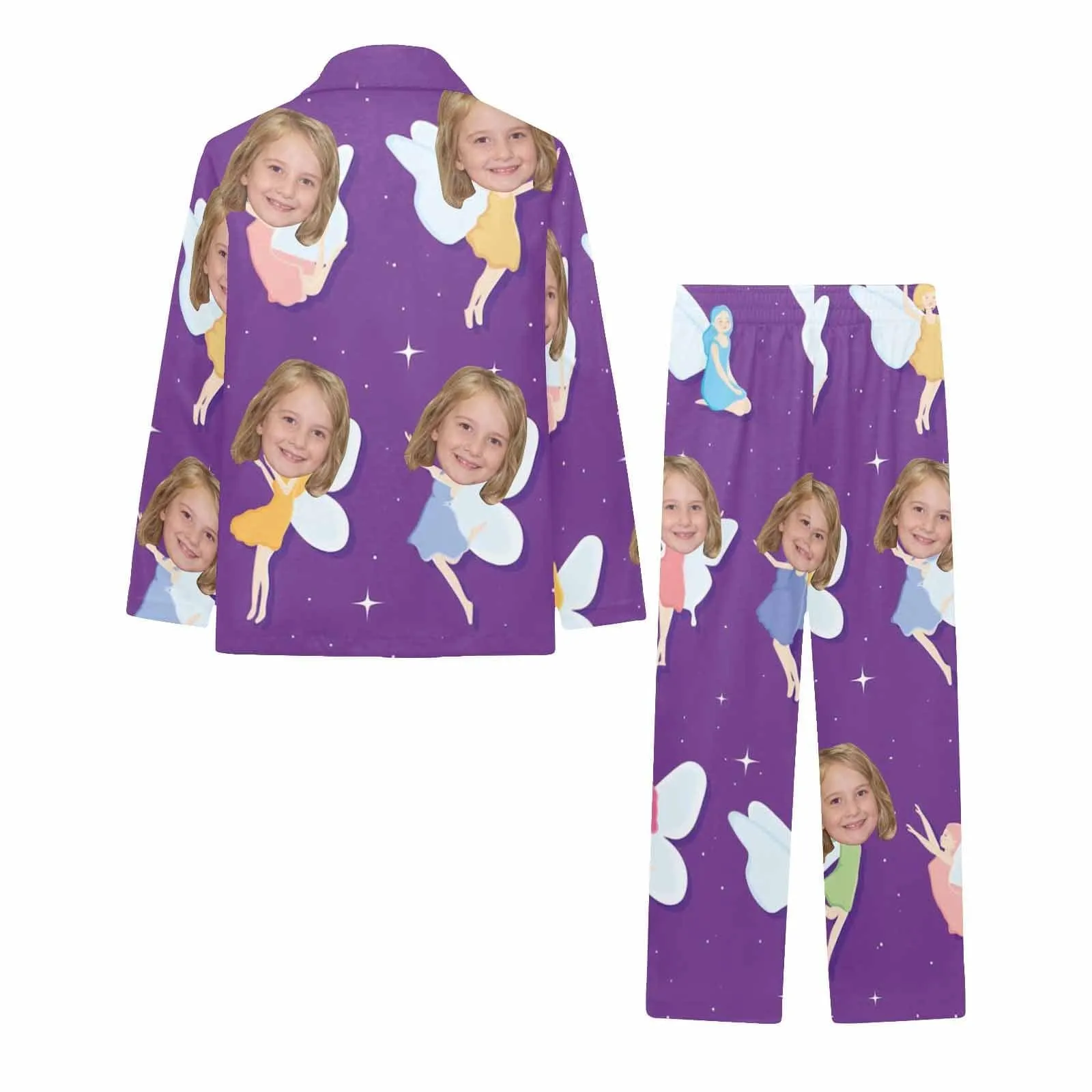 Big Kids Pajamas Fairy Pajamas with Face Custom Photo Personalized Pajama Set For Girls 8-15Y