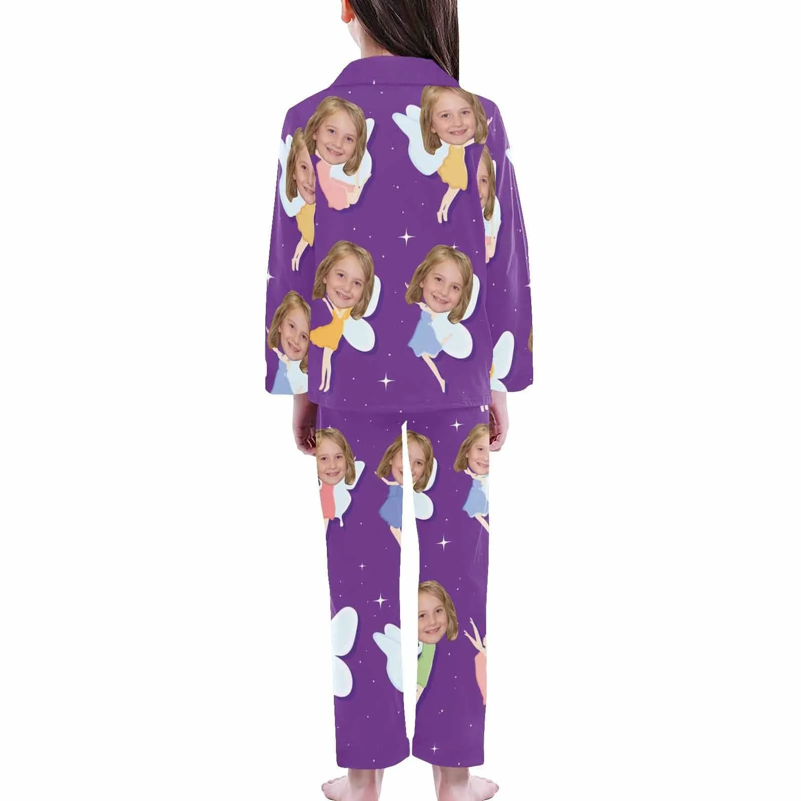 Big Kids Pajamas Fairy Pajamas with Face Custom Photo Personalized Pajama Set For Girls 8-15Y