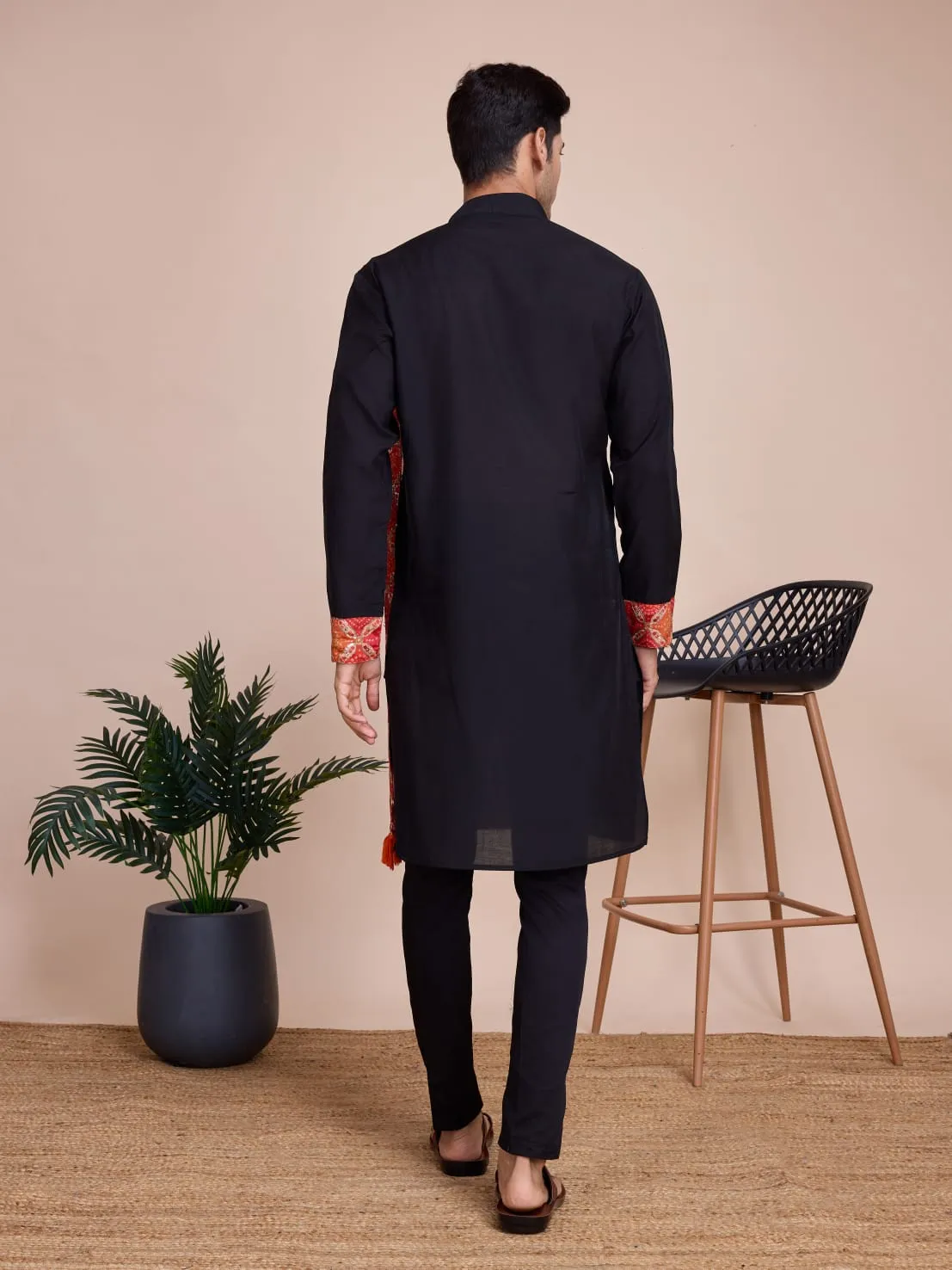 Black Silk Multi Thread Work Sequance Work Kurta Payjama With Dupptta