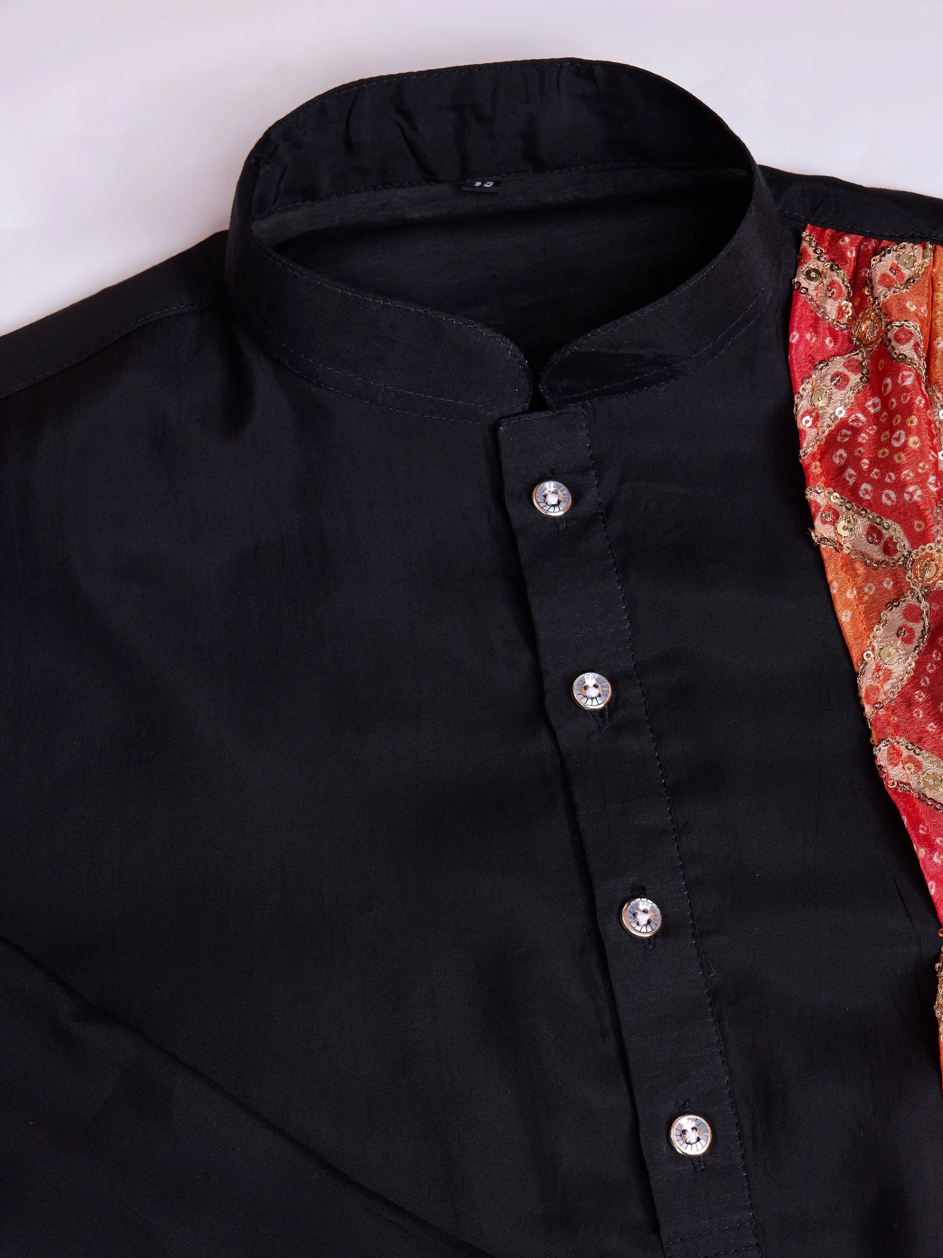 Black Silk Multi Thread Work Sequance Work Kurta Payjama With Dupptta