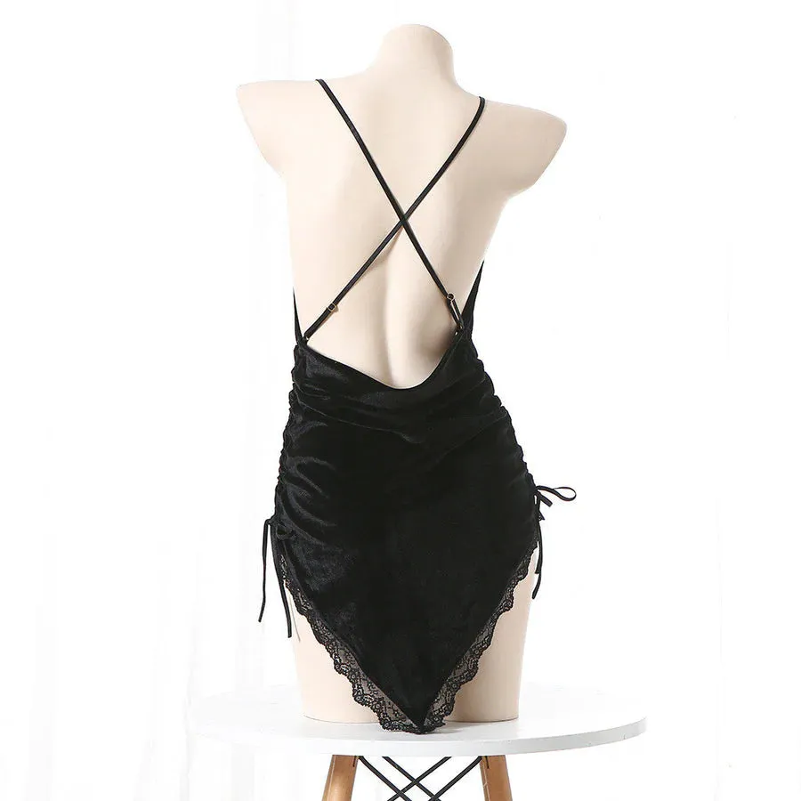 BLACK SUSPENDER DRESS YV50022
