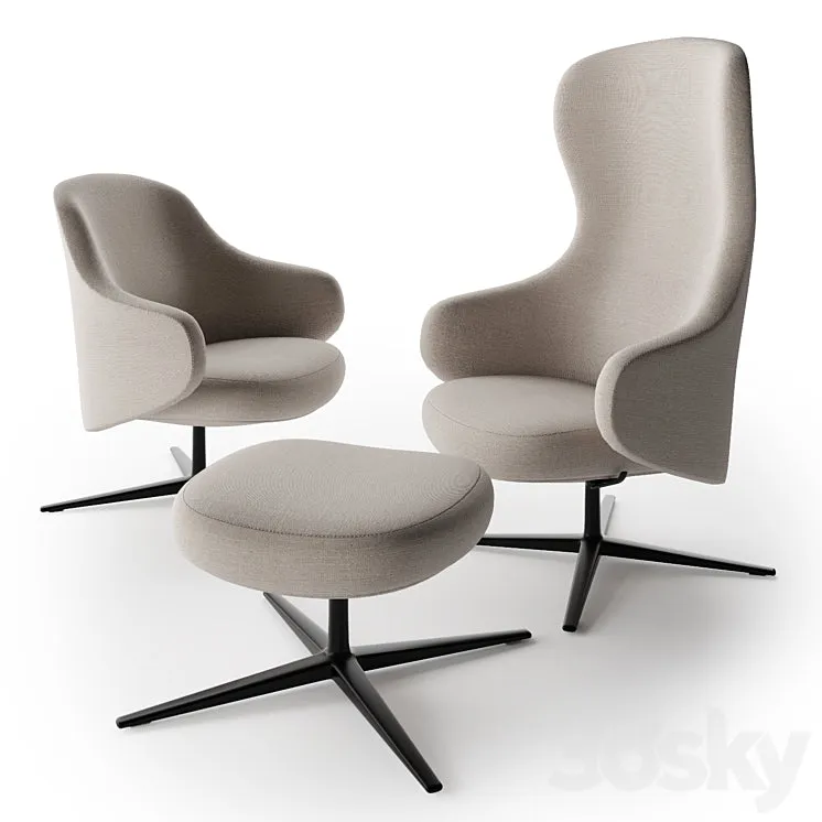 DUA Lounge Chair - Swivel trestle