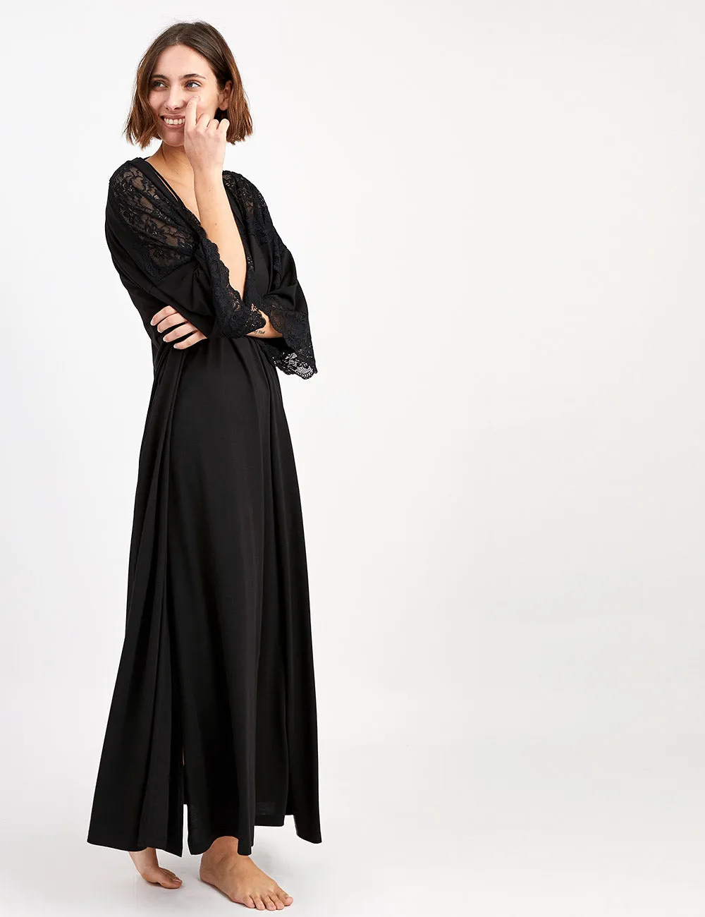 Eliza Robe Maxi Bridal Black
