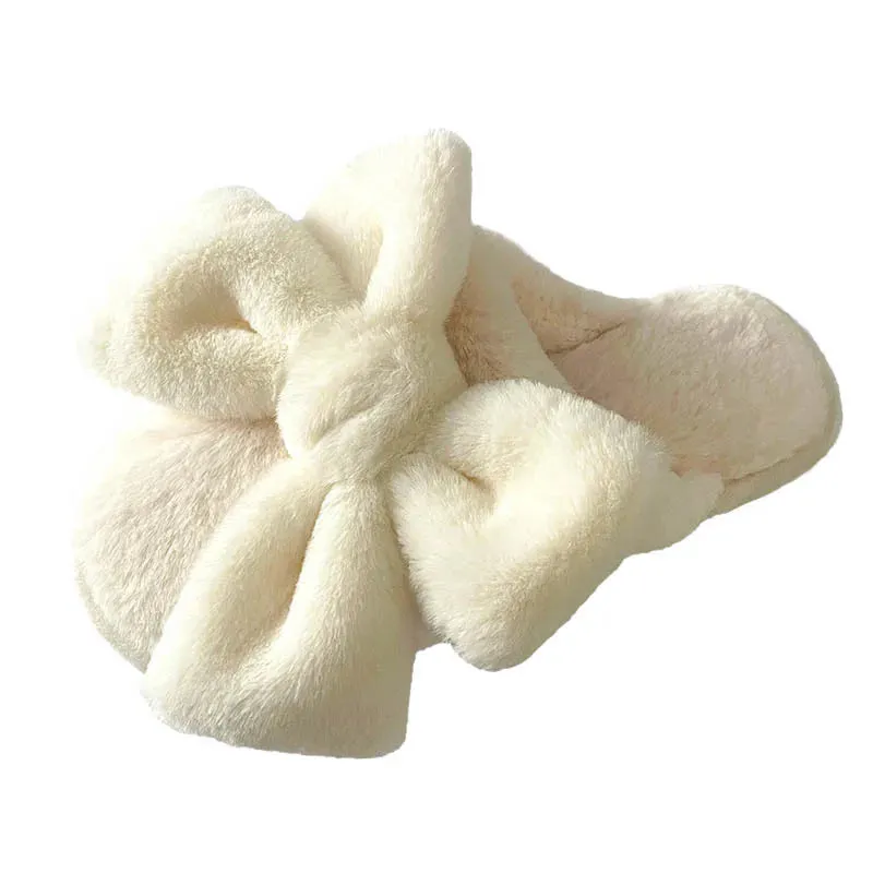Fur Bow Slippers for Women