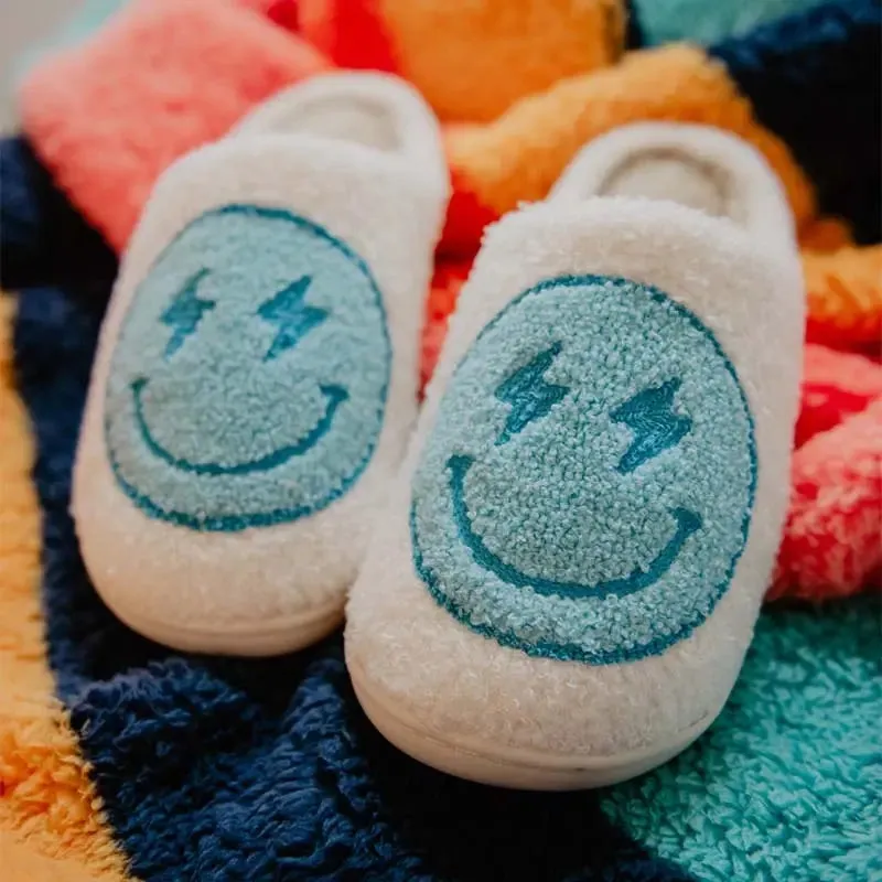 Happy Face Fuzzy Slippers