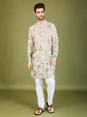 Ivery Colour Soft Viscose Reyon Silk Heritage Style With Heavy Thread Work With Sequines Work Kurta Payjama