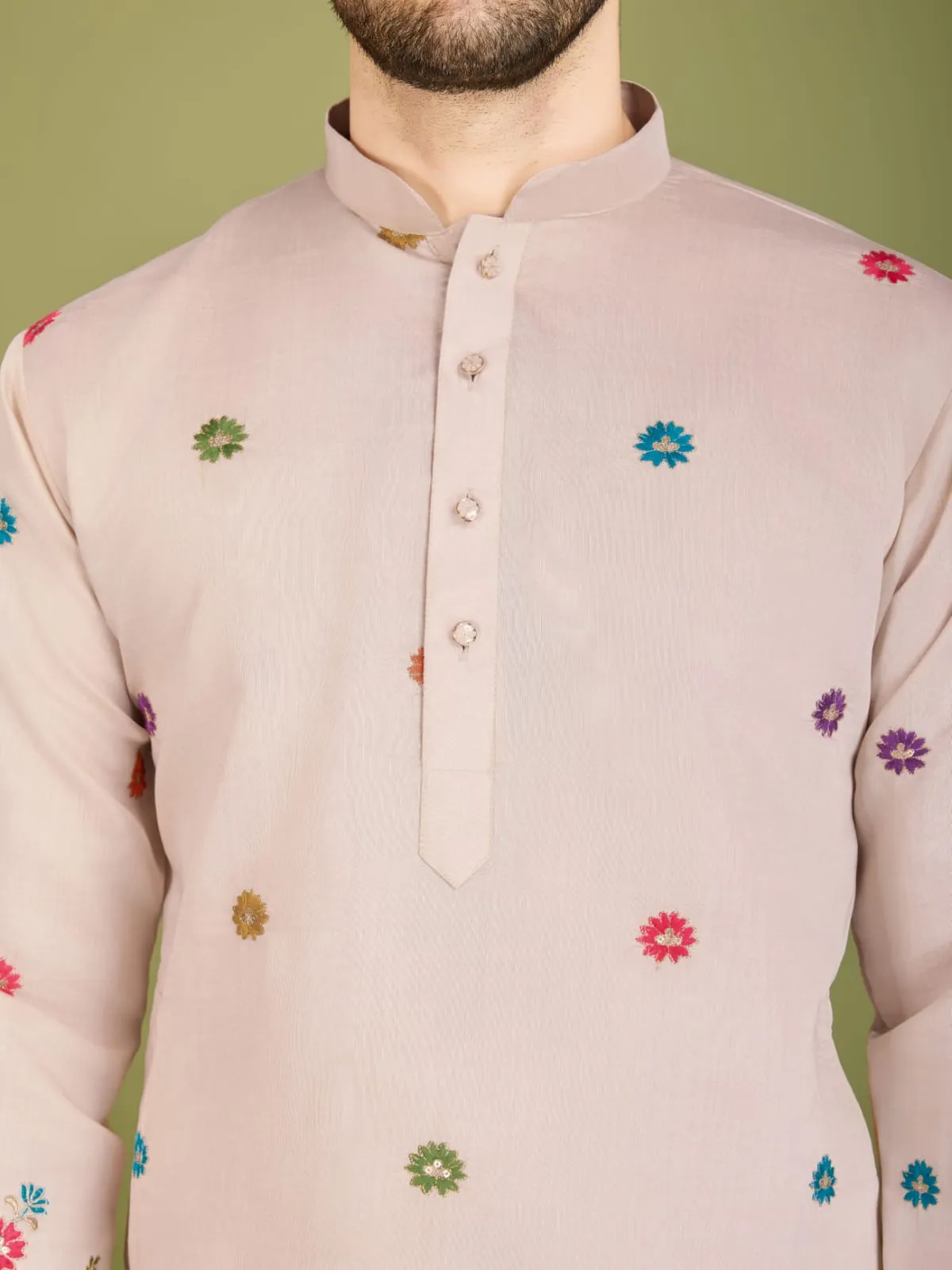 Ivery Colour Viscose Silk Heavy Thread Work Kurta Payjama