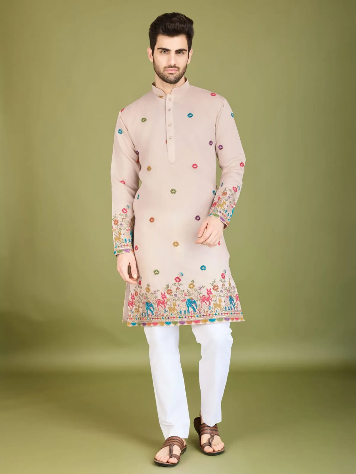 Ivery Colour Viscose Silk Heavy Thread Work Kurta Payjama