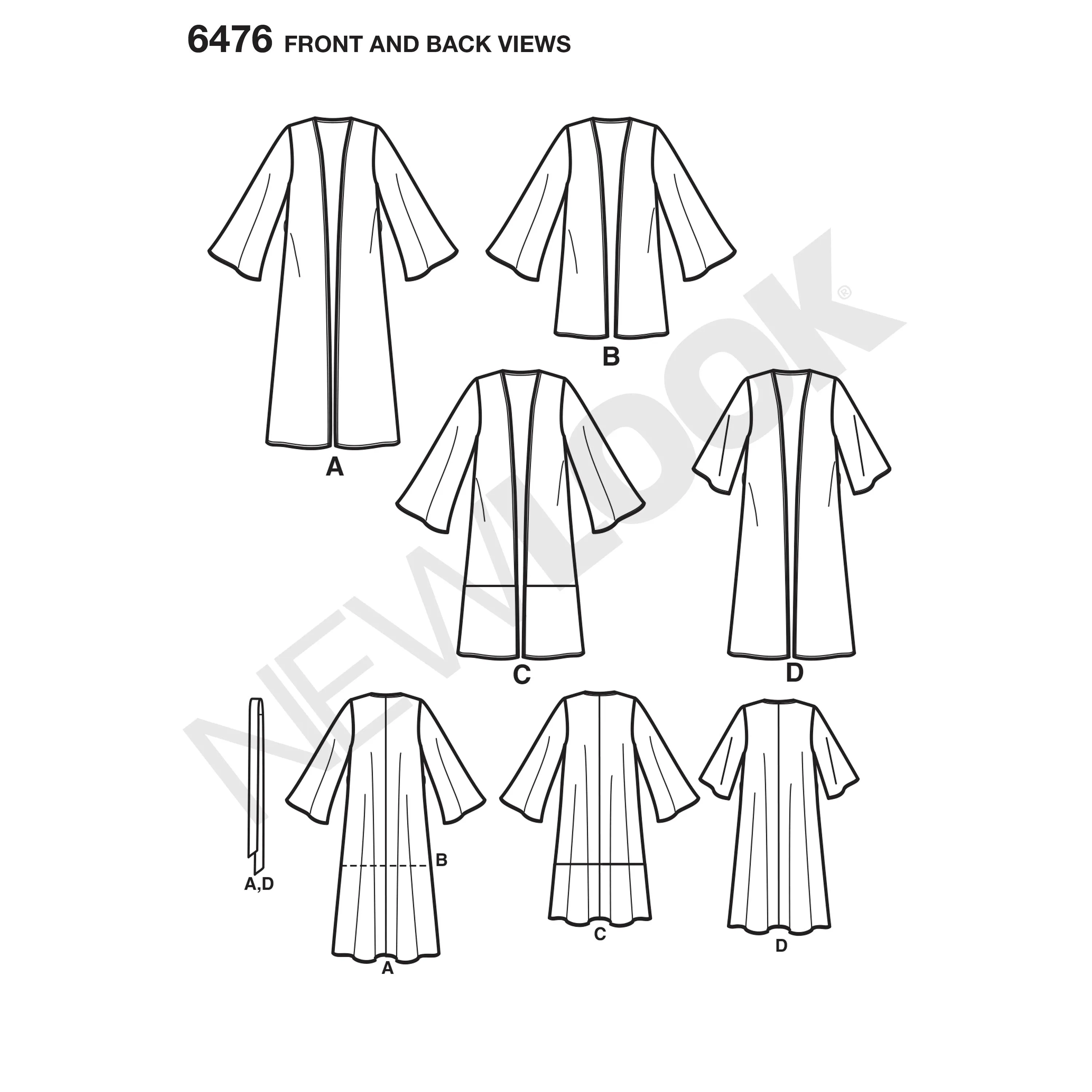 New Look Sewing Pattern 6476 - Misses' Easy Kimono with Length and Sleeve Variation