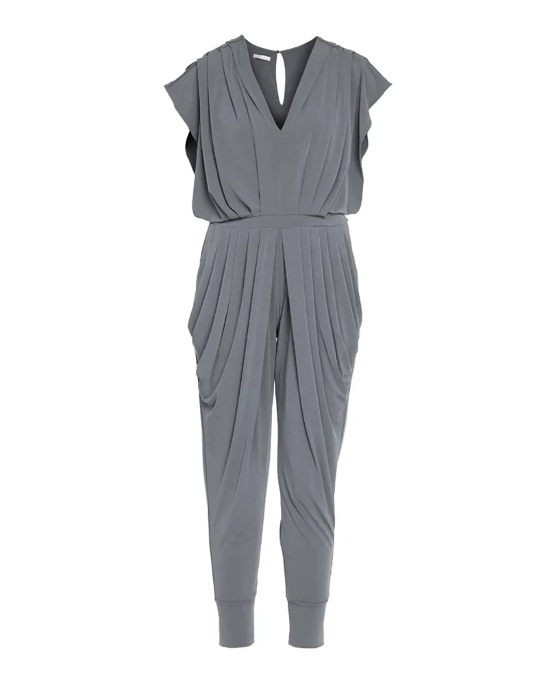 Nora V-Neck Pleated Jersey Jumpsuit