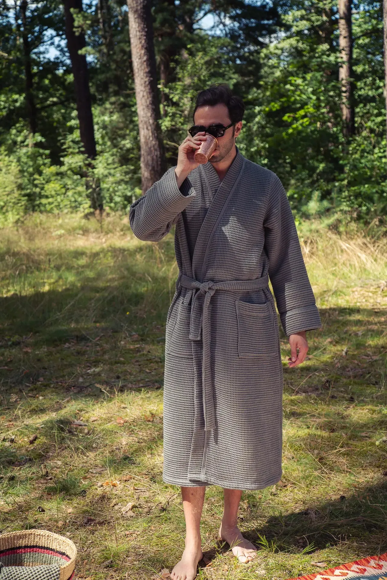 Pamuk Waffle Bathrobe – Dark Gray 100% cotton