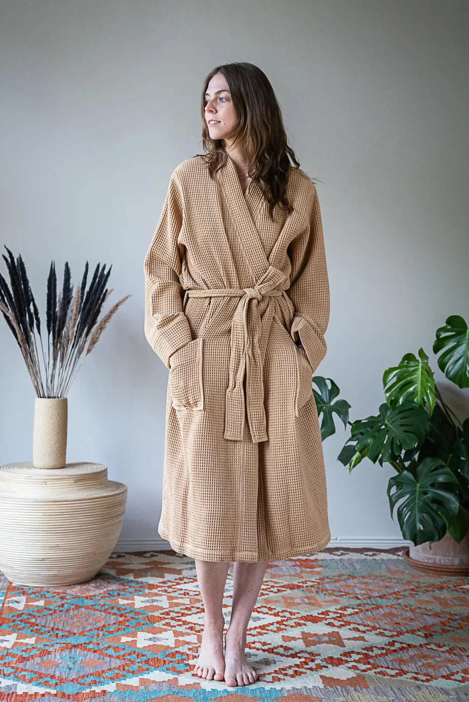 Pamuk Waffle Bathrobe – Mocha 100% cotton