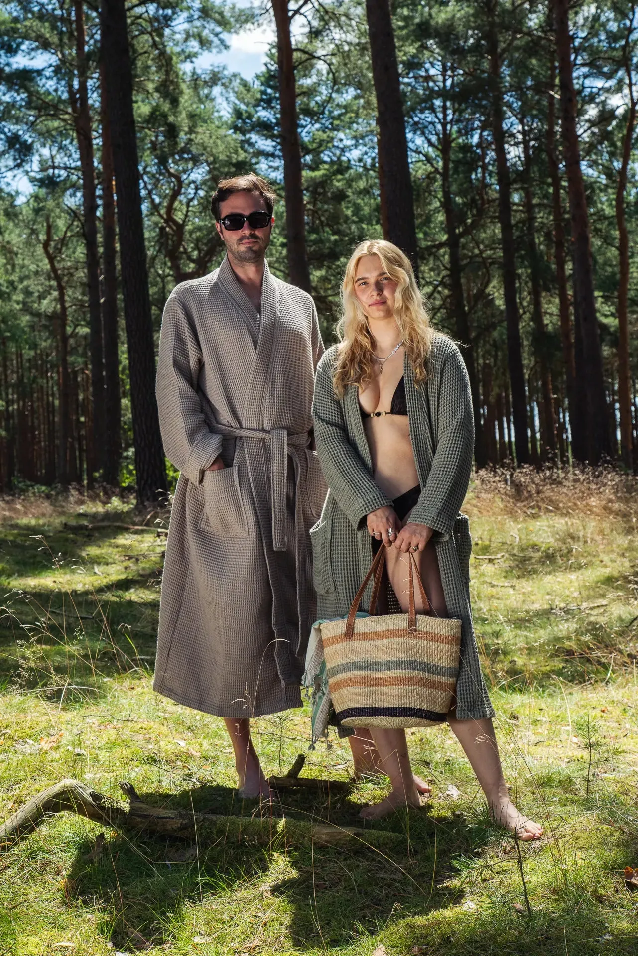 Pamuk Waffle Bathrobe – Warm Gray 100% cotton