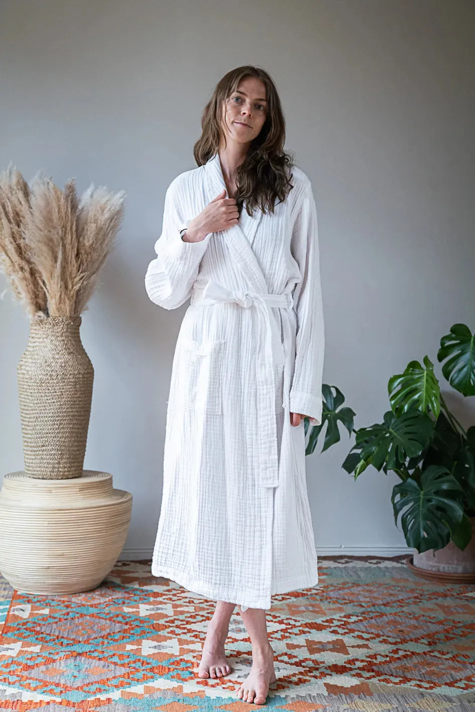 Pamuk Waffle Bathrobe – White 100% cotton