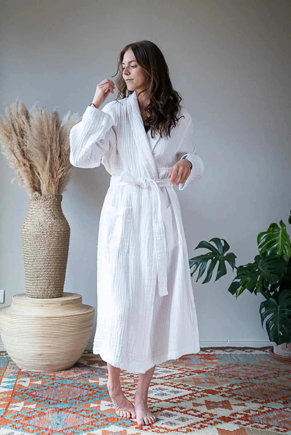 Pamuk Waffle Bathrobe – White 100% cotton