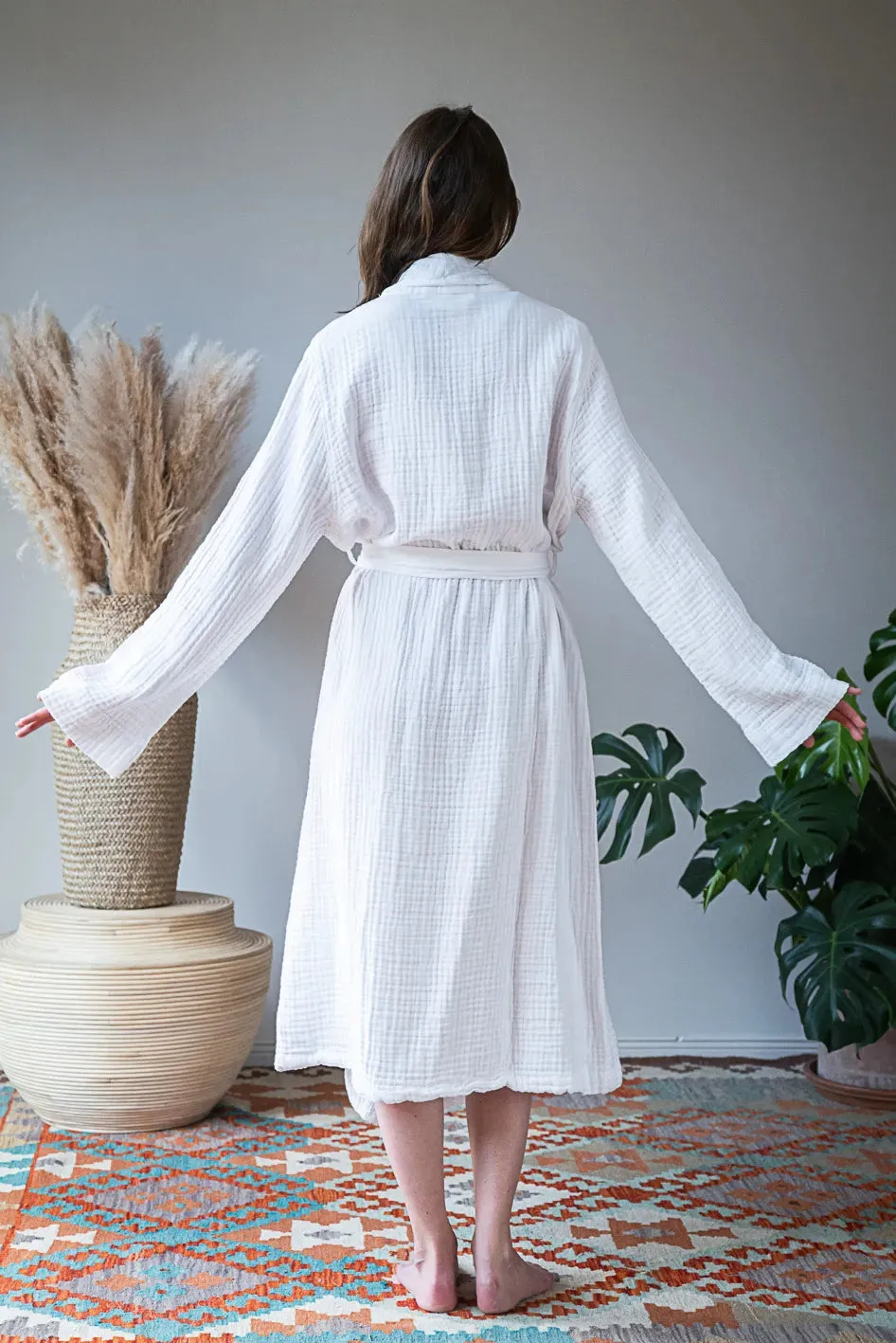 Pamuk Waffle Bathrobe – White 100% cotton