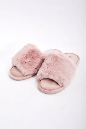 Pink Faux Fur Slippers