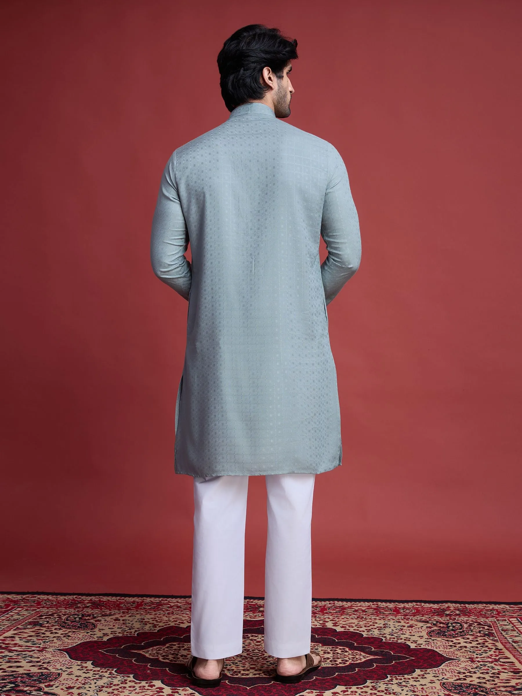 Pista Colour Reyon Silk With Mirror Work Kurta Payjama