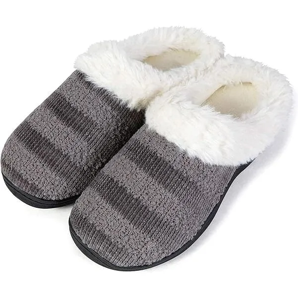 Roxoni Women's Cozy Memory Foam Slippers, Fuzzy Warm Faux Fur
