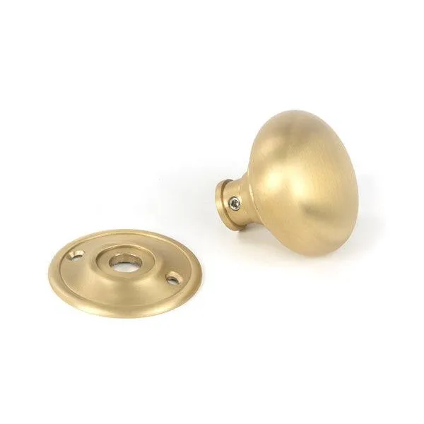 Satin Brass Mushroom Mortice/Rim Knob Set | From The Anvil