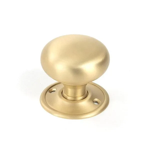 Satin Brass Mushroom Mortice/Rim Knob Set | From The Anvil