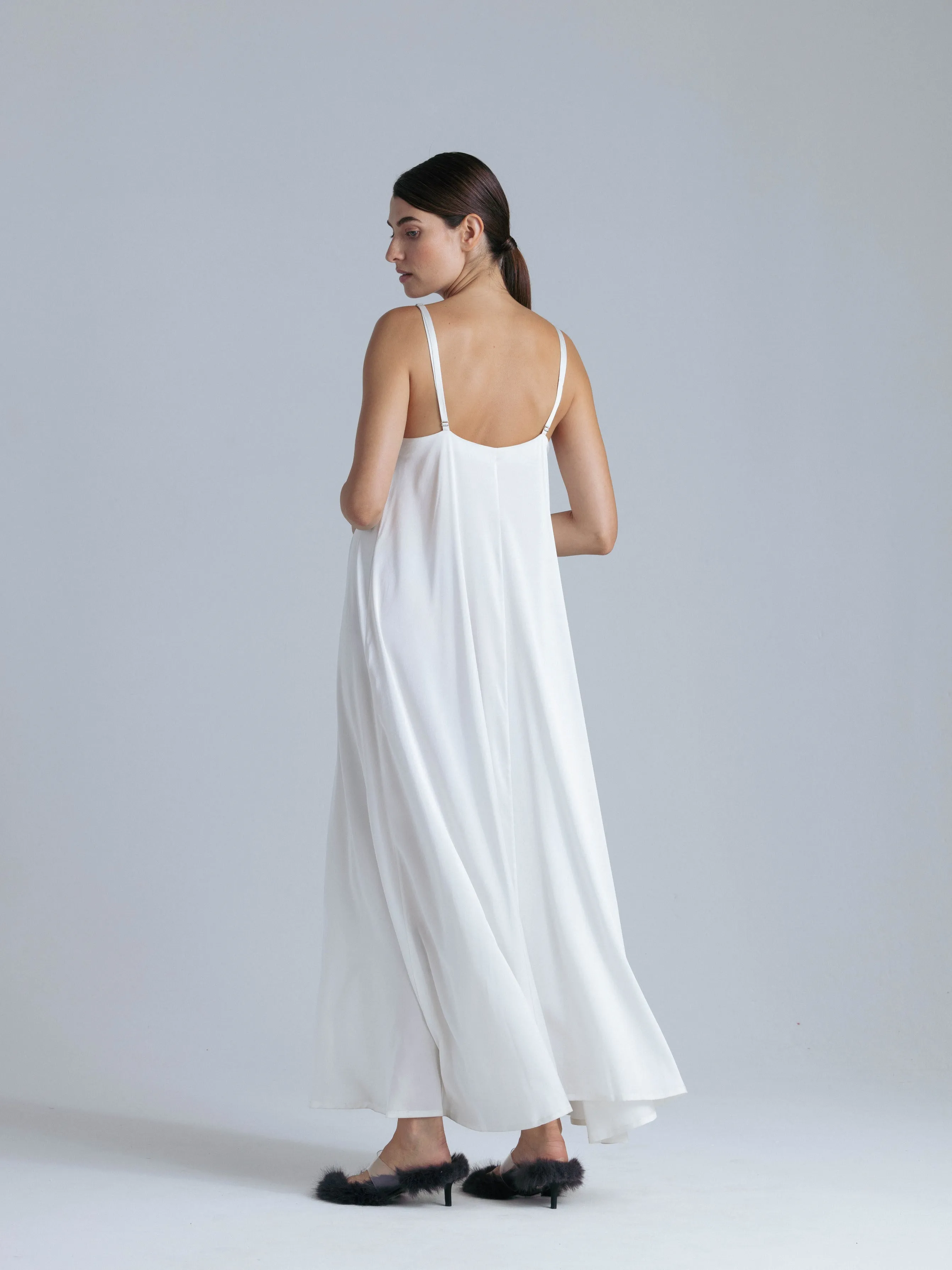 Silk Maxi Dress 'Aphrodite' in Milk White