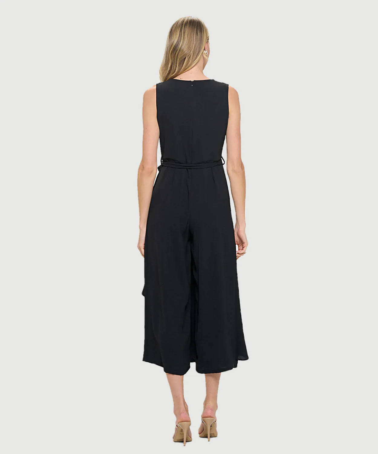 Sleeveless Surplice Side Drape Jumpsuit