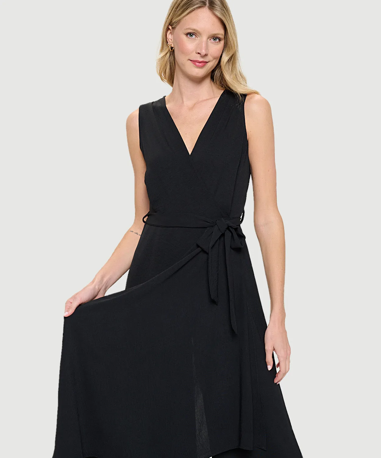Sleeveless Surplice Side Drape Jumpsuit