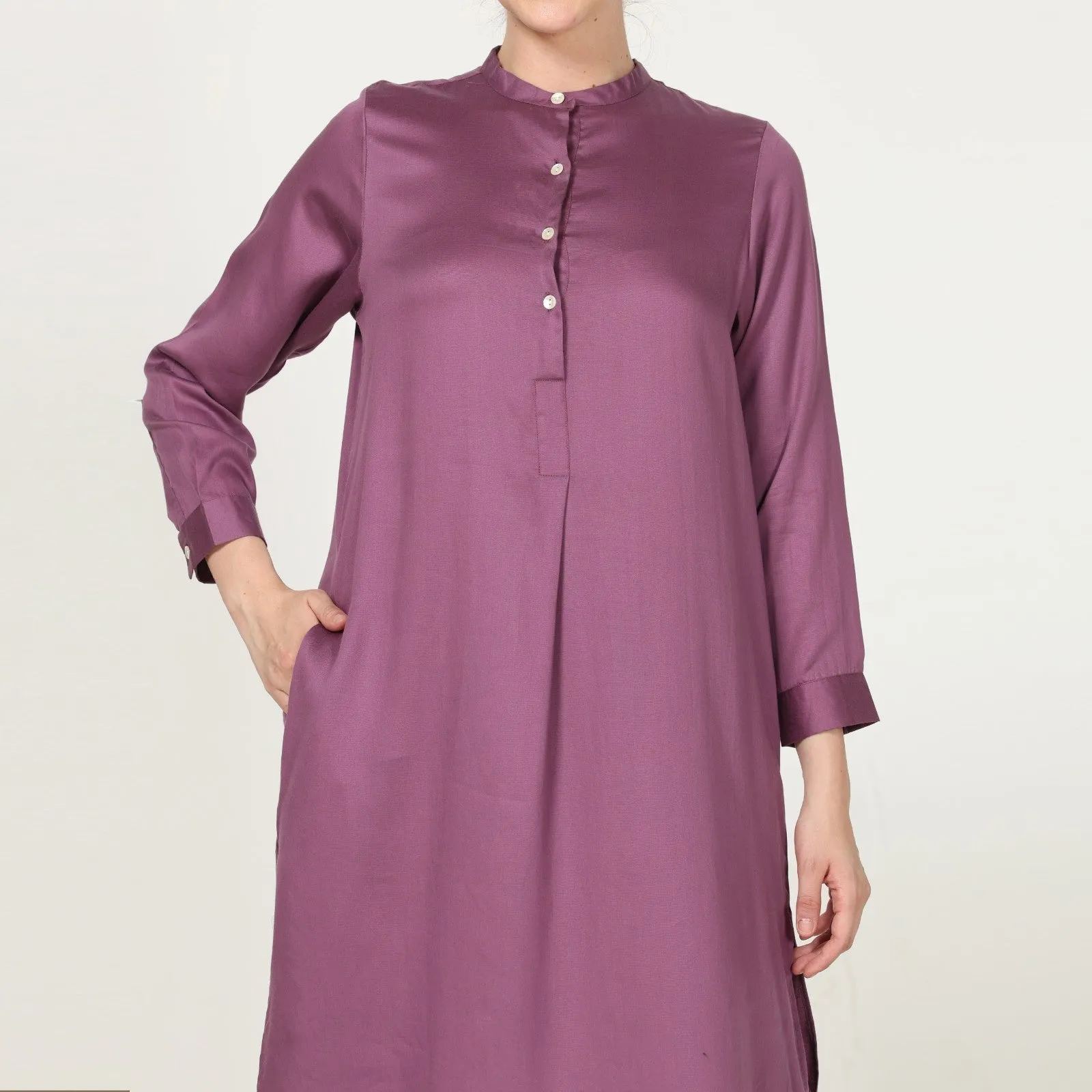 Tunic Pant Set | Straight Fit | Timeless Style | Office Wear | Purple And Coffee Brown