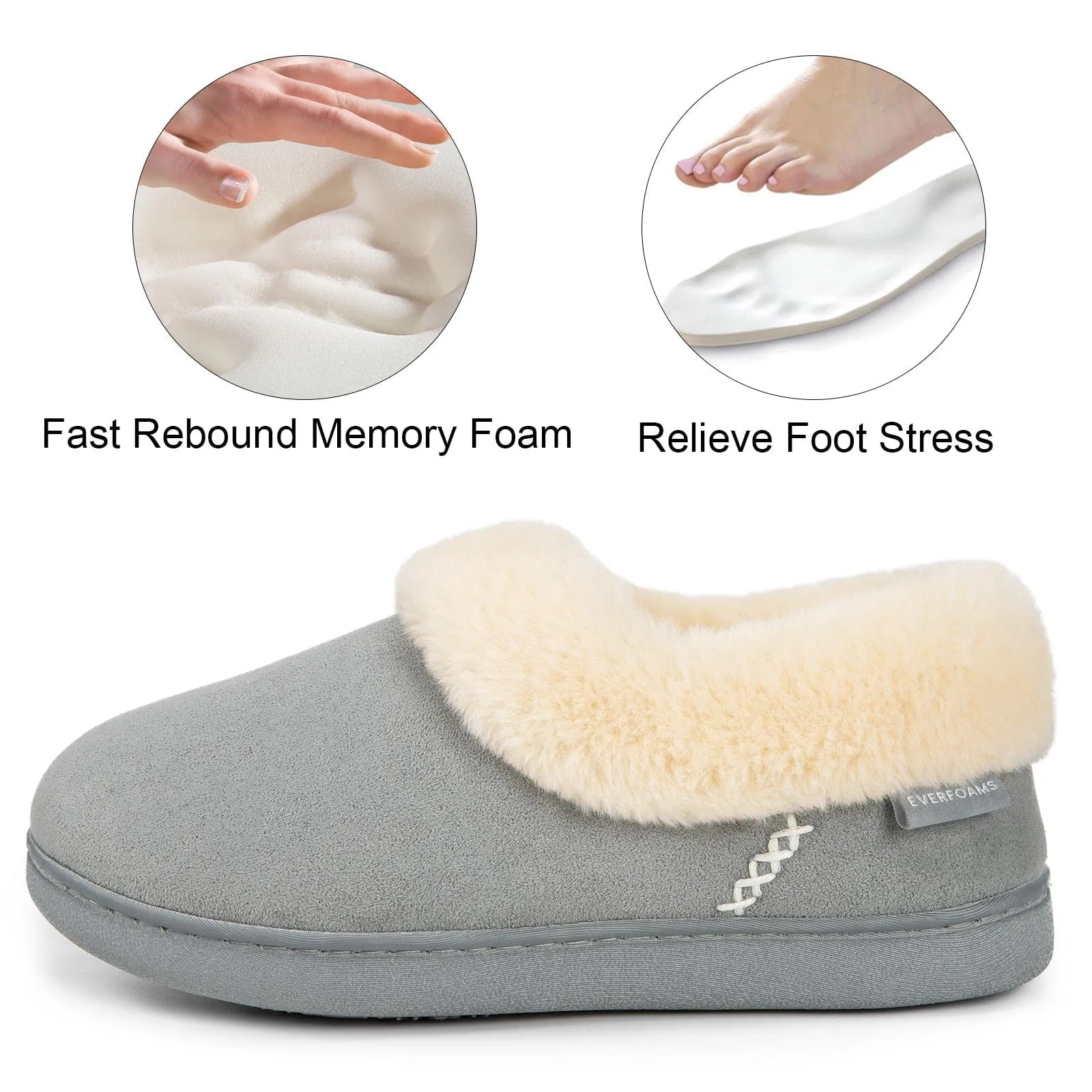 Women's Fluffy Memory Foam Closed-back Slippers