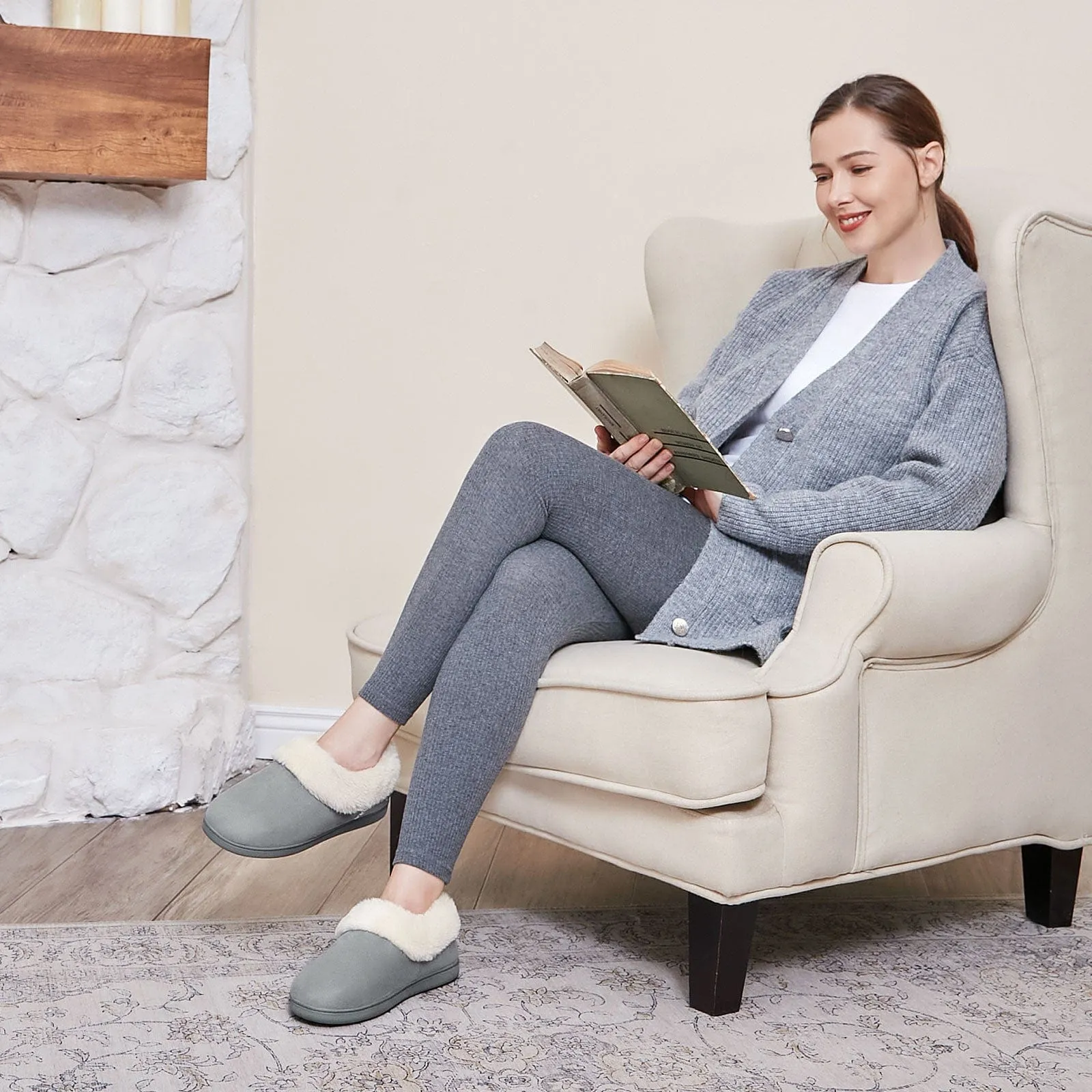 Women's Fluffy Memory Foam Closed-back Slippers