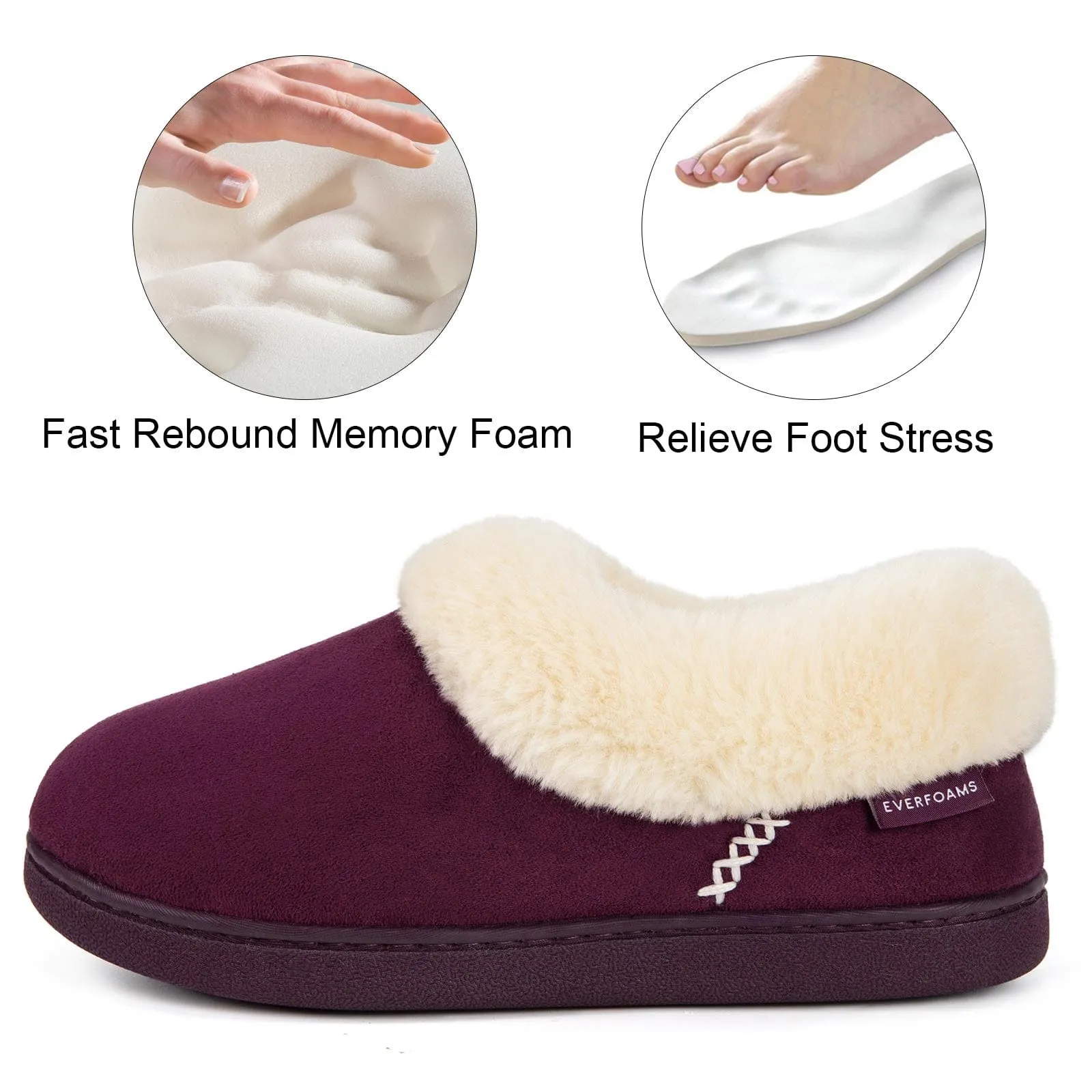 Women's Fluffy Memory Foam Closed-back Slippers