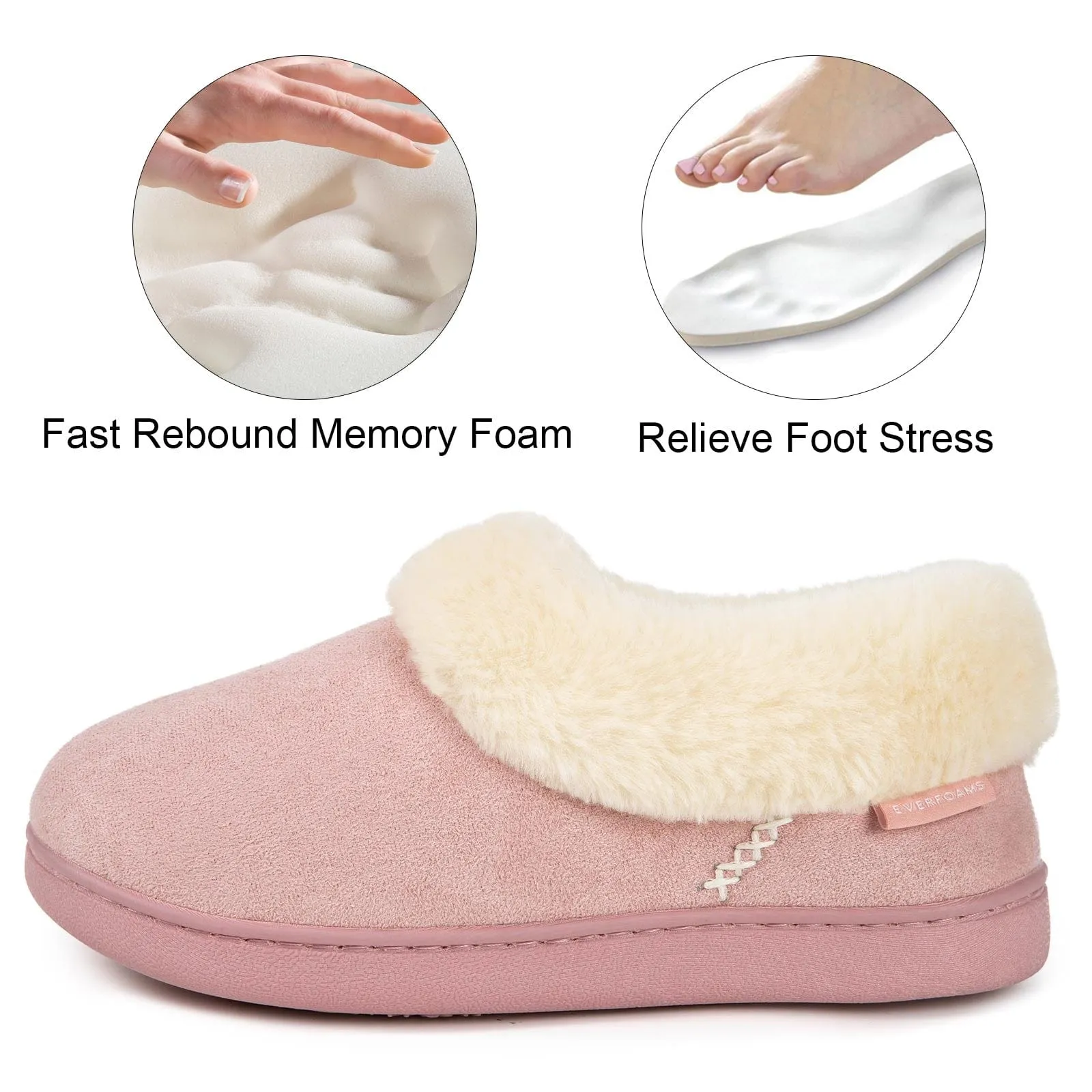 Women's Fluffy Memory Foam Closed-back Slippers